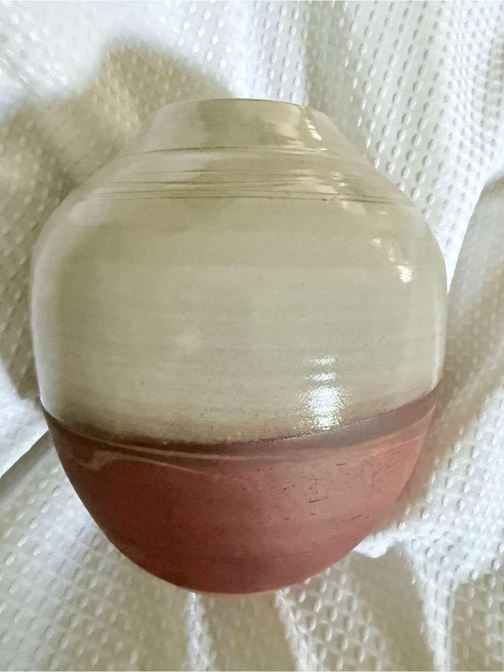 Vintage Paul Johnson Studio Pottery Vase Two Tone Glazed Terracotta 9”